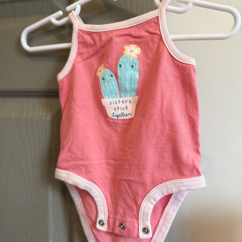 Pink Cactus Print Kids One Piece